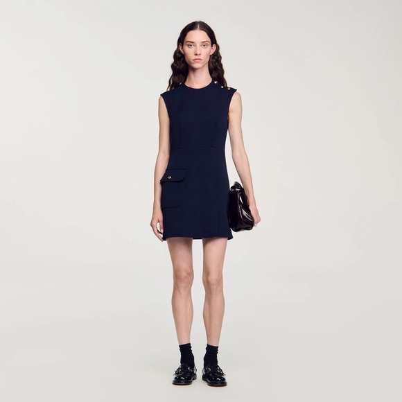 NICOLE SHORT DRESS WITH BUTTONS - Picture 1 of 5